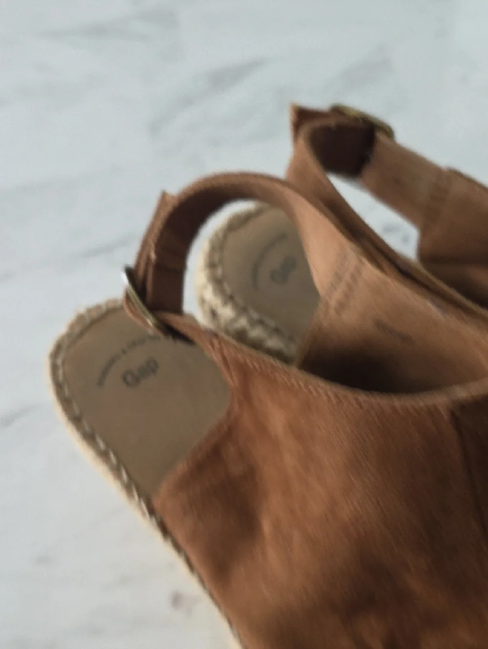 GAP Brown Suede Open-Toe Espadrille Wedge Sandals